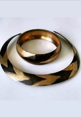 Vintage Brass Cheveron Collar Necklace And Matching Bangle