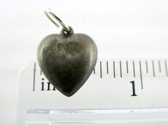Vintage Sterling Silver Blue Enamel Puffy Heart Charm or Pendant .75 In Length