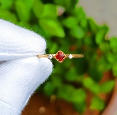Natural Garnet Ring, 925 Sterling Silver Gold Plated Ring, Handmade Gift Ring