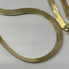 Herringbone Chain Necklace Flat Flexible Links Shiny Classic Lobster Collar 18″