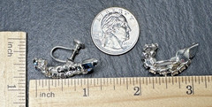 VINTAGE 16.5″ BLUE & CLEAR RHINESTONE NECKLACE + SCREW BACK EARRINGS N747
