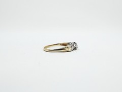 Vintage 10k Two-Tone Gold Natural Diamond 3-Stone Ring Size 7.25