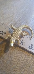 Vintage Alligator Pin Brooch Pendant Gold Toned Crocodile🐊 Retro Floridian