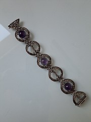 Noble, Antique Bracelet, 925 Silver, With Amethyst, Teka Theodor Klotz, 49.6g