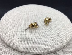 Vintage Avon Gold Tone Costume Glass Simulated Amethyst Stud Earrings H897