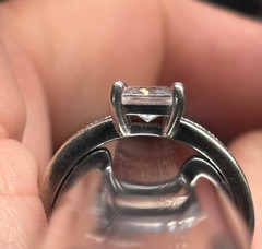 DM 925 sterling silver size 6 3/4 CZ Square stone Engagement Cocktail RING