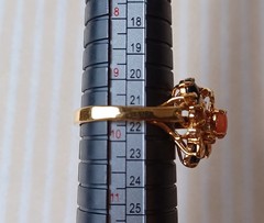 Vintage 80s 90s Gold Plated Cocktail Ring Semi-Precious Stones Size 9.5