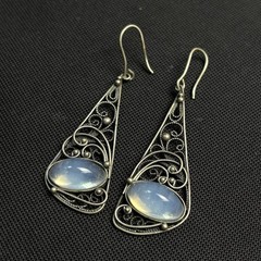 Vintage Filigree Earrings Made in USSR, Soviet Silver-plated