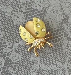 Vintage ladybug brooch enamel on metal