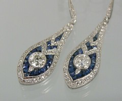 4Ct Vintage Art Deco Style Diamond Drop Dangle Wedding Milgrain Silver Earrings