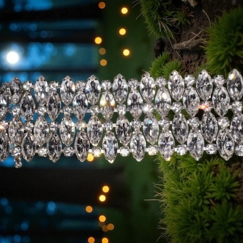 XXL B. David Brilliant Huge Clear Crystal Ice Marquis Rhinestone Estate Bracelet