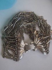 Vintage Coro 1940s-1950s Pegasus Gold Tone Multi Strand Liquid Chain Bracelet