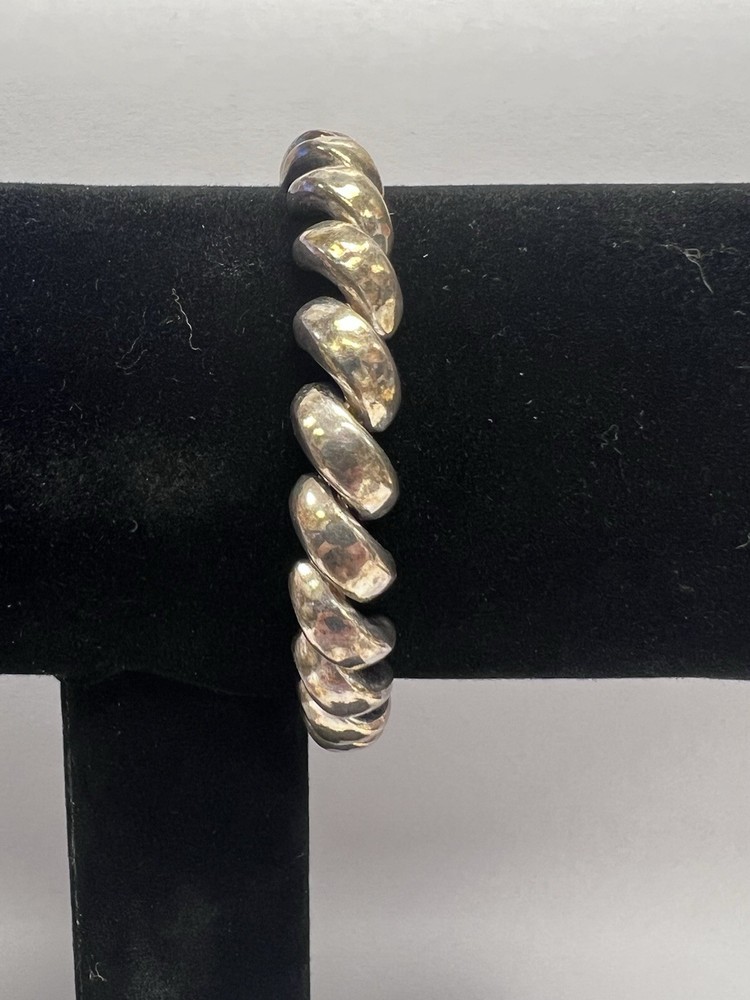 925 Italy Sterling Silver Chunky Curb Link Bracelet Vintage Statement