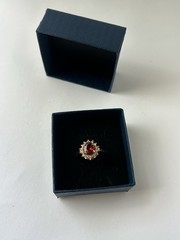 Vintage Red Cubic Zirconia Ring Gold Plated Womens Size 8.5