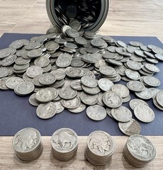 ~ 40 Coin Lot of Vintage Buffalo Indian Head Nickel for Jewelry. Antique Reverse