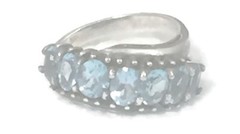 Vintage Blue CZ Ring Band Eternity Sterling Silver Women Cocktail Size 5.50