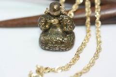 1890s Seal Pendant Roman Greek Emperor Intaglio Solid 10K Gold 3 MM Necklace 18″