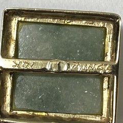 Ming’s Honolulu 14K Yellow Gold Square Cabochon Jade 18mm Pendant 5.2 g