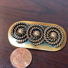 Vtg Blackened Copper Brooch Pin Triple Swirled Rope Modernist MCM DIO HOFFMANDO