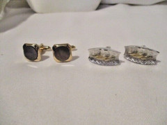 SWANK Set of 2 Cufflinks a Silvertone w/Goldtone design & Goldtone w/Faux Stone
