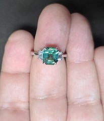 Vintage 14k White Gold Engagement Ring 3.00CT.Untreated Teal Sapphire GIA Cert