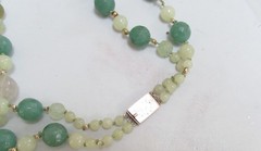 DYNAMIC VEGA MADDUX MIXED METALS NECKLACE W/ JADE & NATURAL GEMSTONES