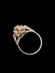 Vintage Uncas Silver Tone Rhinestone Ring Size 6.5 Elegant Floral Design