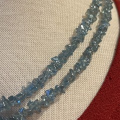 Vintage 2 Strand Blue Gemstone 19”-20” Necklace with 925 Silver Clasp