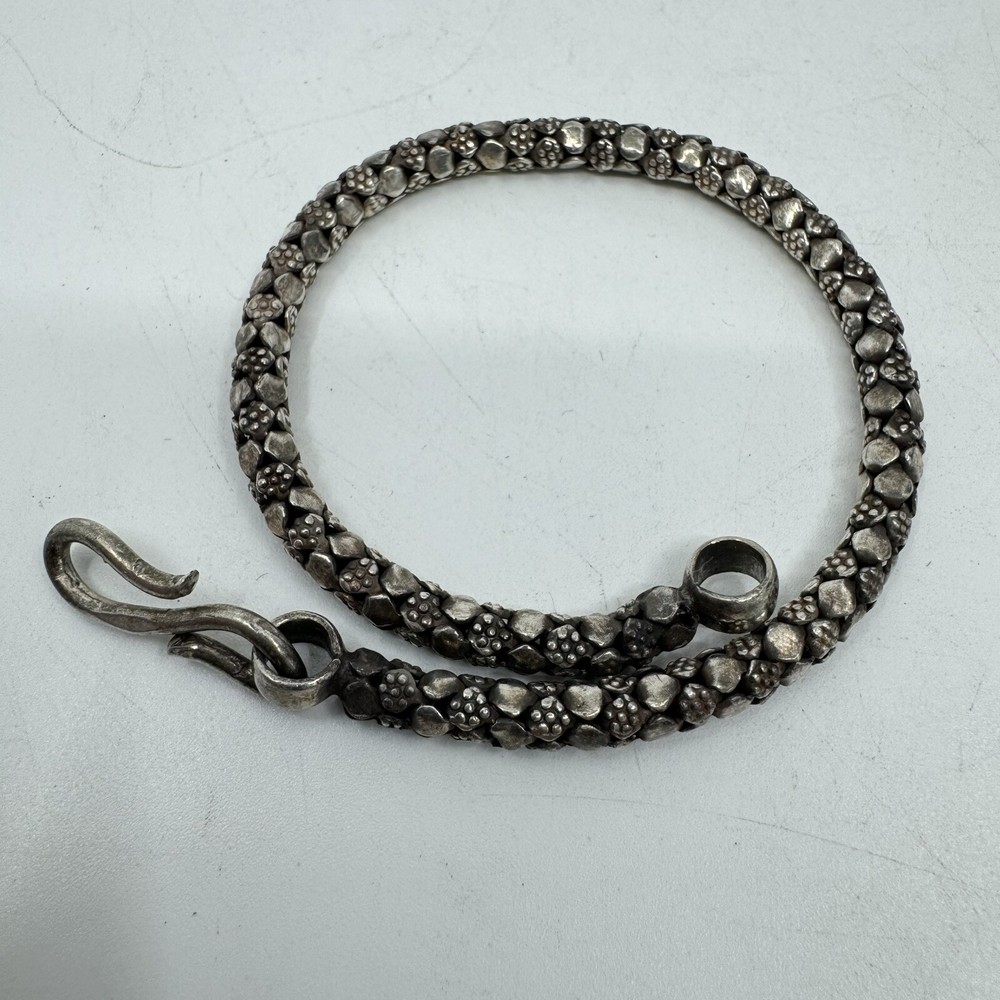 Vintage Sterling Silver India Hollow Snake Chain Bracelet 5mm – 14g – 8.25”