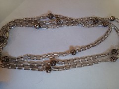 VINTAGE ART DECO FLAPPER NECKLACE 62″ GLASS TUBE MERCURY BEADS