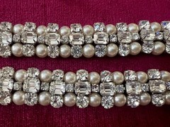 GORGEOUS SPARKLING VTG WEISS RHINESTONE & FAUX PEARL NECKLACE AND BRACELET SET