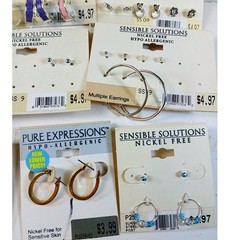 Lot Vintage Y2K Sensible Solutions Earrings Studs Hoops Nickel Free Deadstock
