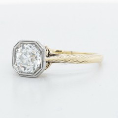 Antique Art Deco 14k Yellow Gold Old Mine Diamond Engagement Ring 0.80ct I-J SI1