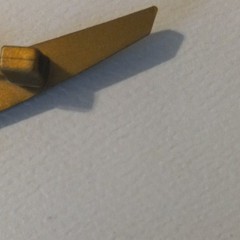 Stoffel Seals Signed Wing Brooch Pin Gold Tone Green Round Bezel Center