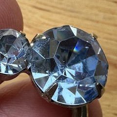 VTG Earrings Clips 1 Inch Sky Blue Glass Sparkly Rhinestones Oval Silver MCM