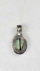 Vintage Nepal Handcrafted .925 Sterling Silver Turquoise Oval Pendant 35mm