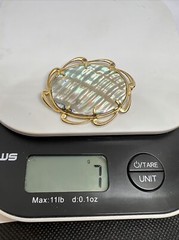 Signed JJJ 1/20 12k Gold Filled GF Oval MOP 2” Pin Brooch 7075