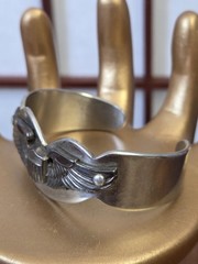 Vtg WWII Era Sterling Navy Pilot Trench Art Sweetheart Bracelet Stainless Sz 5.5