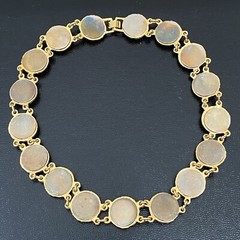 Vintage Faux Pearl Encased Medallion Gold-plated 18-inch Chunky Collar Necklace