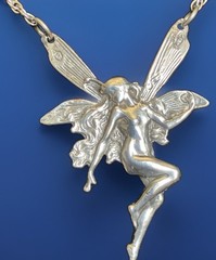 Vintage Sterling Silver Winged Fairy Pendant Necklace 16″ Fairytale Jewelry