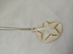 Vintage Stamped Gold Filled Hand Carved Mother Of Pearl Star Pendant Necklace
