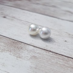 Vintage Stud Earrings For Pierced Ears 3/8″ Faux Pearl