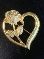 Princess Diana Memorial Heart Rose Brooch Pin Gold Tone Legacy Love RDC ❤️sj3j5