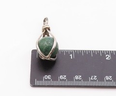 925 Sterling Silver Vintage Pendant Green Aventurine Orb Modernist Cage PT26344