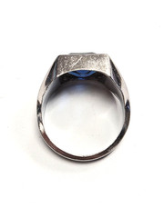 Vintage Men’s Signed Vargas 925 Sterling Silver Faux Sapphire Ring Size 9.75