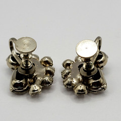 Clear Rhinestone Climber Sparkle Prism Fancy Event Vintage Screwback Earrings