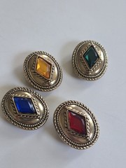 Vintage Jeweled Button Covers Set Of 4 Fun 80s Accessories