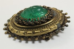 Vintage Hobe Large Victorian Revival Czech Glass Scarab Pendant Brooch Pin
