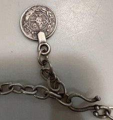 Vtg Pewter Silver Plated Triangle Swirl Necklace Turkey Hand Crafted 18” to 21″