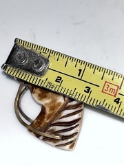 Vintage Horse Head Equestrian Pendant Carved Mother Of Pearl/Ivory/Elk Ant Brass